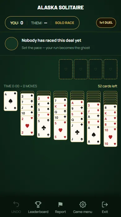 Alaska Solitaire — Alaska Solitaire: the same deal, built up or down in suit.