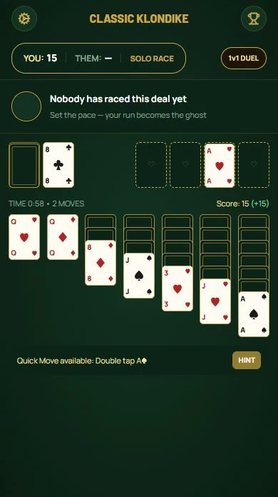 Solitaire — Klondike: draw one card from the stock.