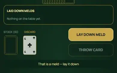 Rummy — Selecciona tres treses para bajar un grupo.